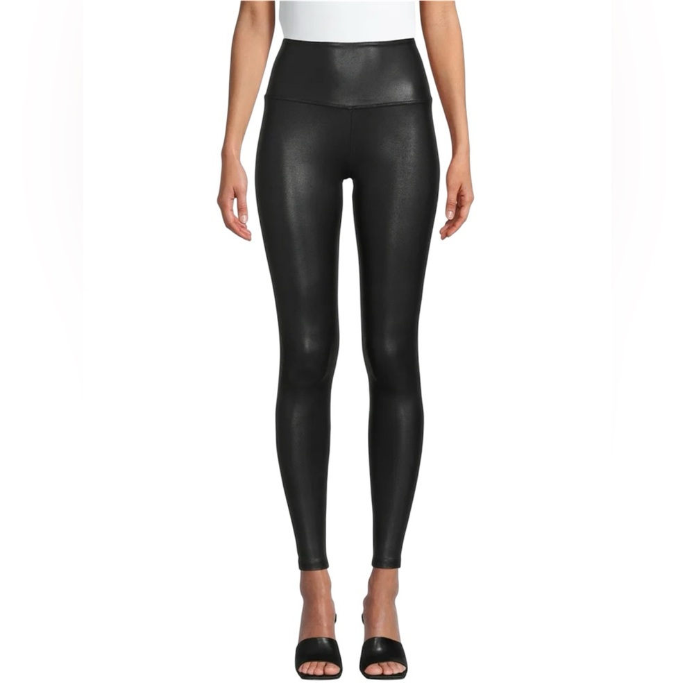 Time and Tru‎ Black High-Waisted  Faux Leather Leggings